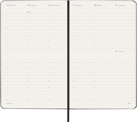 Kalendarz 2026 12M Moleskine L tygodniowy Vertykalny twarda oprawa czarny 13x21cm