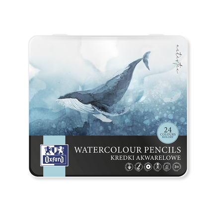 Kredki akwarelowe artistic Oxford a w pudełku metalowym 24 kolory