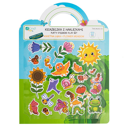 Książeczka z naklejkami wielokrotnego użytku Kwietna łąka