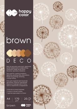 Blok Hobby Deco Brown A4 5 kolorów 20 akuszy 170g. Happy Color