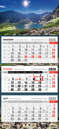 Kalendarz 2026 trójdzielny Czarny staw KT1 V83