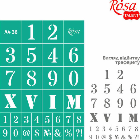 Szablon samoprzylepny wielokrotnego użytku liczby 21x29.7cm