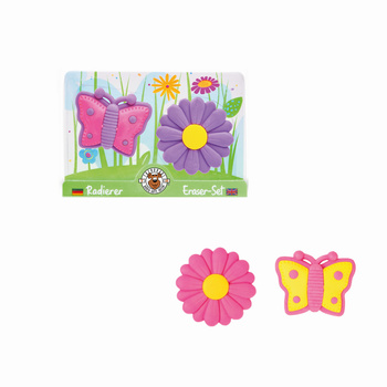 Zestaw gumek do ścierania Kwiatek i Motylek 2 sztuki mix kolorów