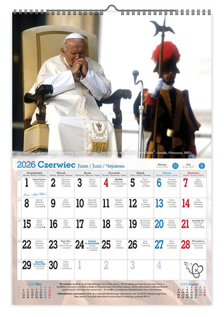 Kalendarz 2026 ścienny Święty Jan Paweł II A3 V8