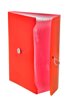 Teczka A4 PP harmonijkowa z gumką czerwona