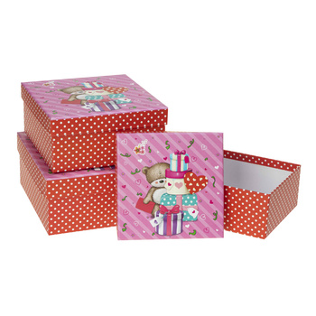 Pudełka ozdobne na prezenty PUD-2100C-KW-GL wzór dziecięcy 3 sztuki