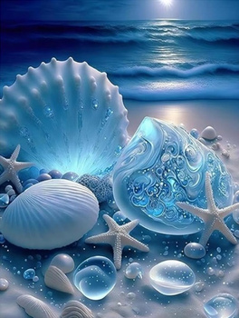 Diamentowa Mozaika Wybrzeże muszelki białe o zmierzchu NO-2001389