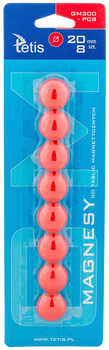 Magnesy do tablic Tetis czerwone gładkie 20mm/8
