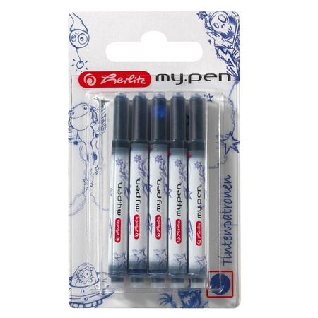 Naboje atramentowe Herlitz My. Pen długie niebieskie 5 sztuk