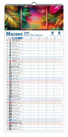 Kalendarz 2026 ścienny paskowy szeroki Home Menager KPS V1