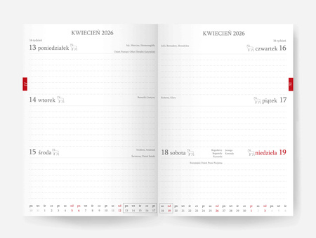 Kalendarz 2026 Flamenco A6 tygodniowy białe kwiaty