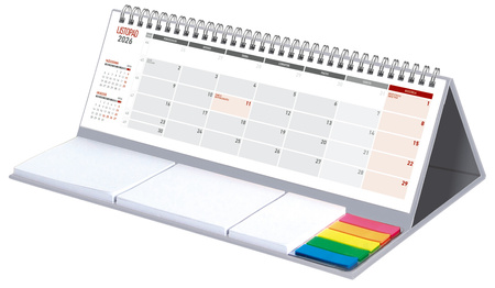 Kalendarz 2026 z notesem MAXI miesięczny spiralowany szary