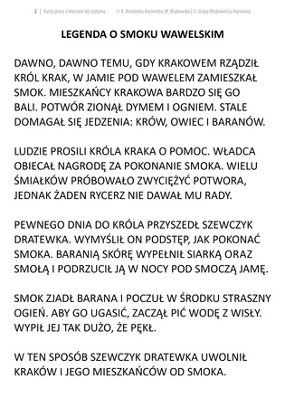 Karty pracy z tekstami do czytania ze zrozumieniem dla uczniów ze specjalnymi potrzebami edukacyjnymi