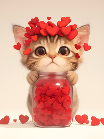 Puzzle 50 drewniane Kotek pełen miłości