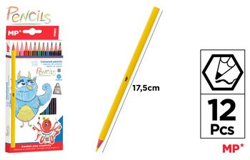 Kredki MP ołówkowe sześciokątne 12 kolorów