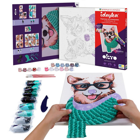 Malowanie po numerach IDEYKA 30x40cm z glinką Stylowy Corgi