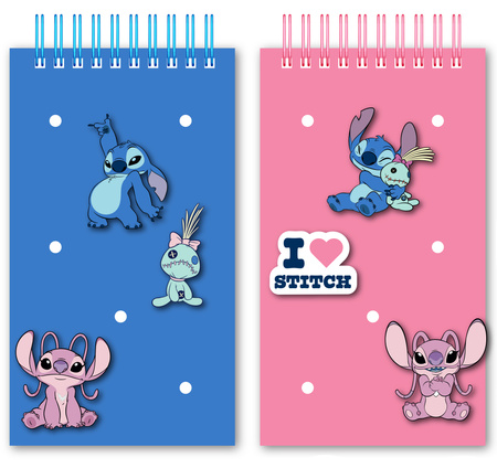 Notes z silikonową okładką oraz przypinkami Stitch 15x 8,5cm 1szt.mix