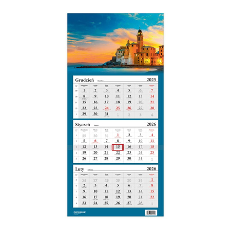 Kalendarz 2026 Trójdzielny Zachód słońca Włochy