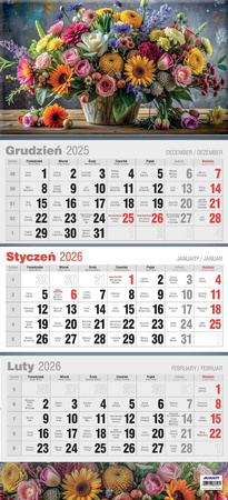 Kalendarz 2026 trójdzielny płaski KTT 1szt.mix