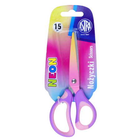 Nożyczki szkolne ergonomiczne Astrakids Neon 15 cm.