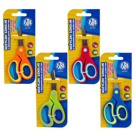 Nożyczki szkolne z ergonomicznym uchwytem i podziałką Astra blister