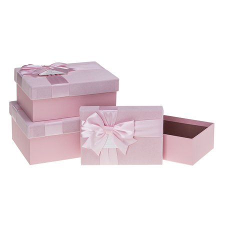 Pudełka ozdobne na prezenty PUG-24116-PR Pink 3 sztuki