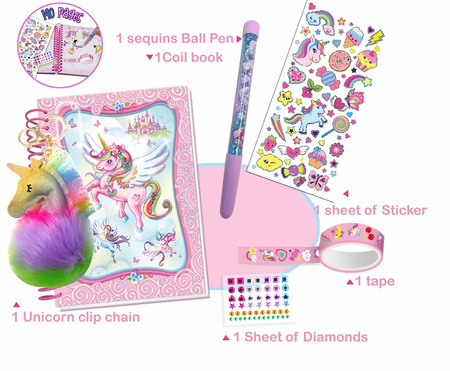 Pamiętnik na spirali z breloczkiem Jednorożec