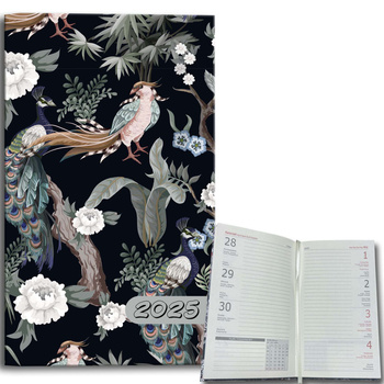 Kalendarz 2025 A6 tygodniowy Botanique Pawie