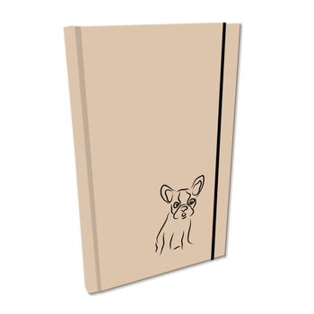 Notes A5 gładki z gumką Soft Touch lakier UV buldog beż