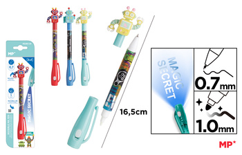 Długopis Szpiegowski UV z podwójną końcówką 0.7/1.0mm Roboty 1szt.mix