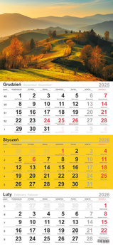 Kalendarz 2026 trójdzielny