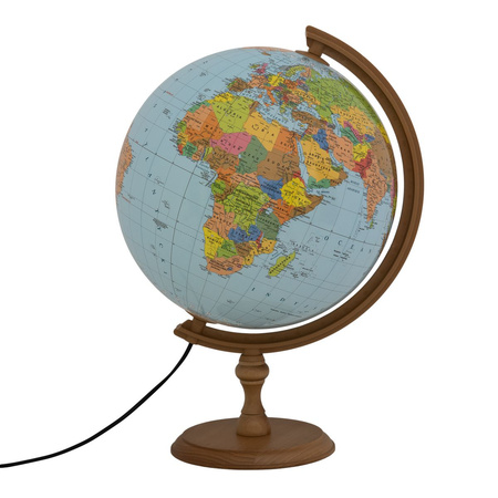 Globus 320 polityczny podświetlany drewniana stopka