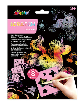 Wydrapywanki z szablonami Jednorożec