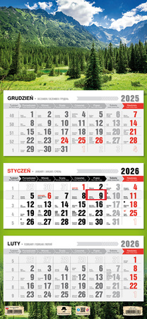 Kalendarz 2026 trójdzielny Tatry że hej! KT1 V94
