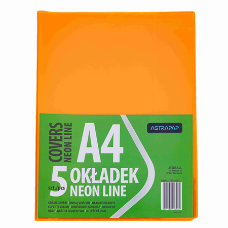 Paczka okładki A4 neon line nieregulowane 5 szt.mix kolorów