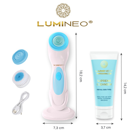 Szczoteczka do twarzy LUMINEO (turkusowa) + żel oczyszczający do wszystkich typów skóry