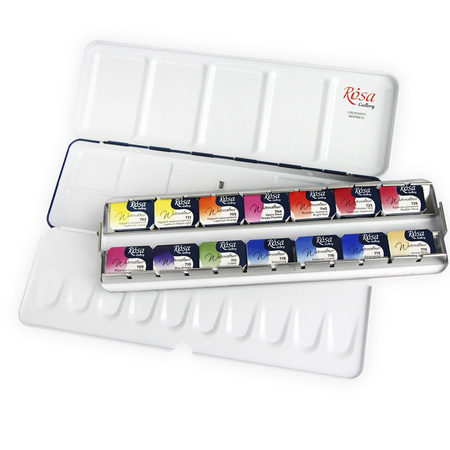 Farby akwarelowe w kostkach Botanyca w metalowej kasetce 14 kolorów