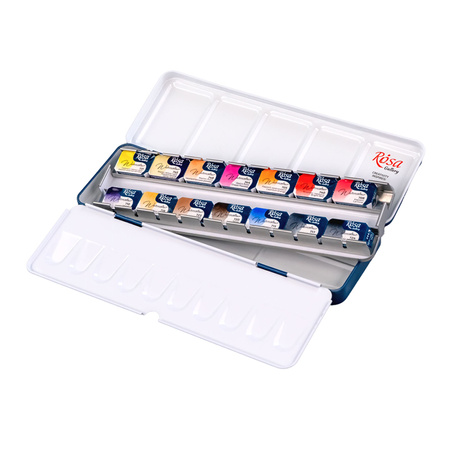 Farby akwarelowe w kostkach Portret w metalowej kasetce 14 kolorów