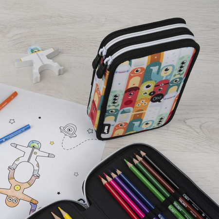 Piórnik 2-komorowy z wyposażeniem ALIENS wielokolorowy