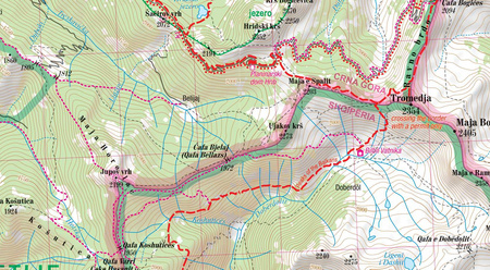 Prokletije Durmitor Albanian & Montenegro Alps trekking map 1:65 000 laminat 2024