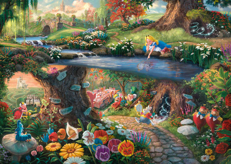 Puzzle 1000 PQ T. Kinkade Alicja w Krainie Czarów Disney 109094
