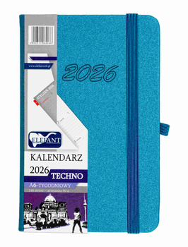 Kalendarz 2026 Techno A6 tygodniowy turkusowy