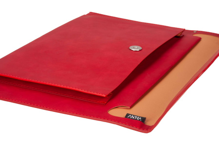 Teczka A4 z kieszonką nubuk czerwona