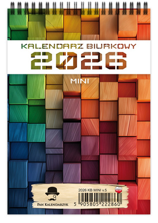 Kalendarz 2026 biurkowy pionowy tygodniowy na spirali KB MINI 1szt.mix