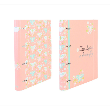 Segregator A4 4-ringowy na gumkę z wkładem w linie i przekładkami Butterflies