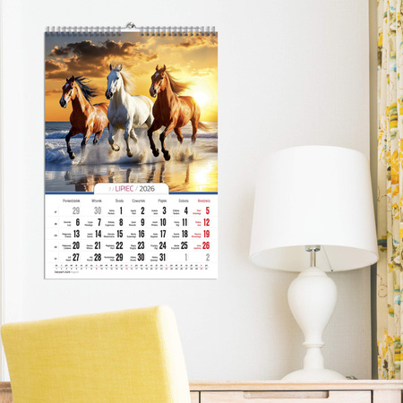Kalendarz 2026 Konie A3 ścienny