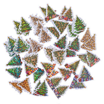 Naklejki winylowe Świąteczne Christmas Trees  4-6 cm 46szt.