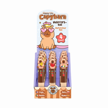 Display Długopis wielokolorowy Kapibara z figurką mix kolorów 15szt. 966797