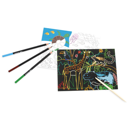 Wydrapywanka i kolorowanka 2w1 Kidea zwierzęta