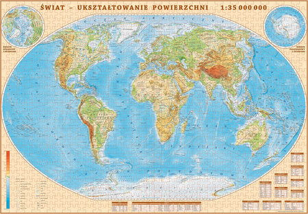 Puzzle 2000 Świat fizyczny mapa 1:35 000 000